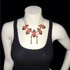 Vintage 1990 Orange Necklace and Earrings